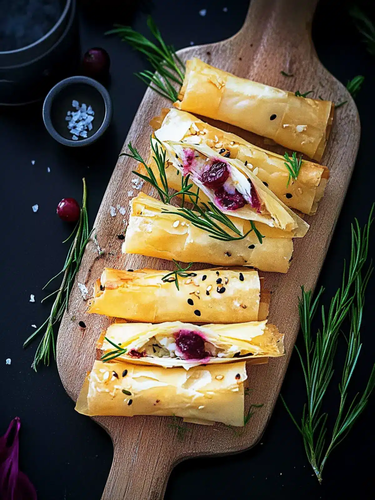 Cranberry and Brie Filo Crackers