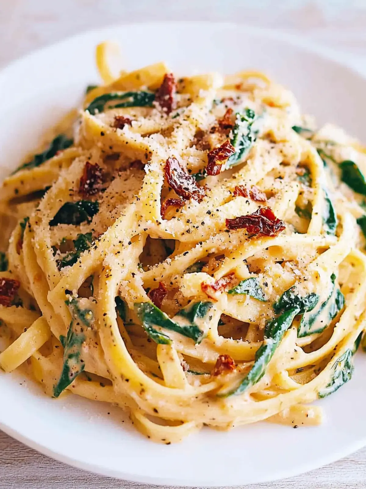 Linguine with Spinach and Sun-Dried Tomato Cream Sauce Delight 5 Linguine with Spinach and Sun-Dried Tomato Cream Sauce