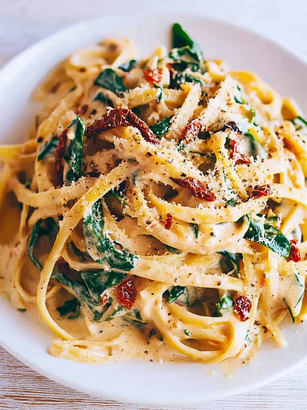 Linguine with Spinach and Sun-Dried Tomato Cream Sauce Delight 3 Linguine with Spinach and Sun-Dried Tomato Cream Sauce