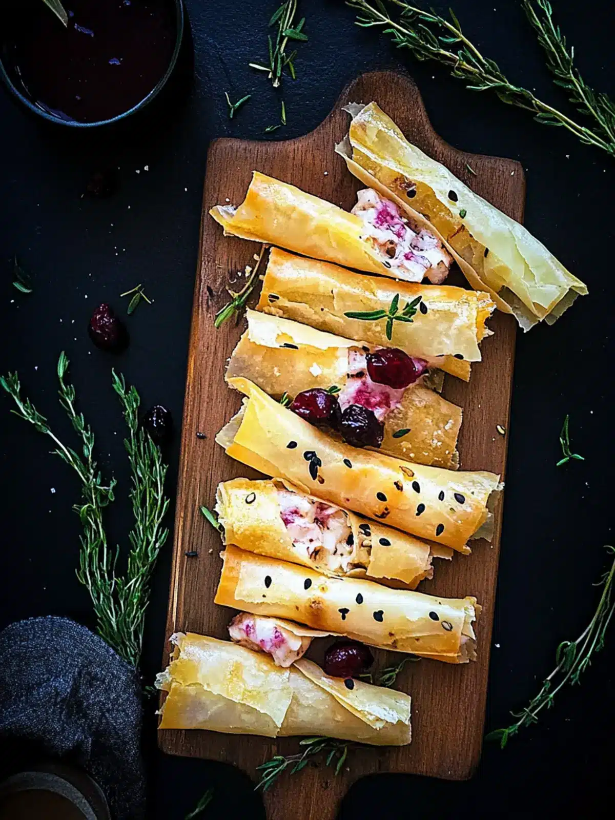 Cranberry and Brie Filo Crackers