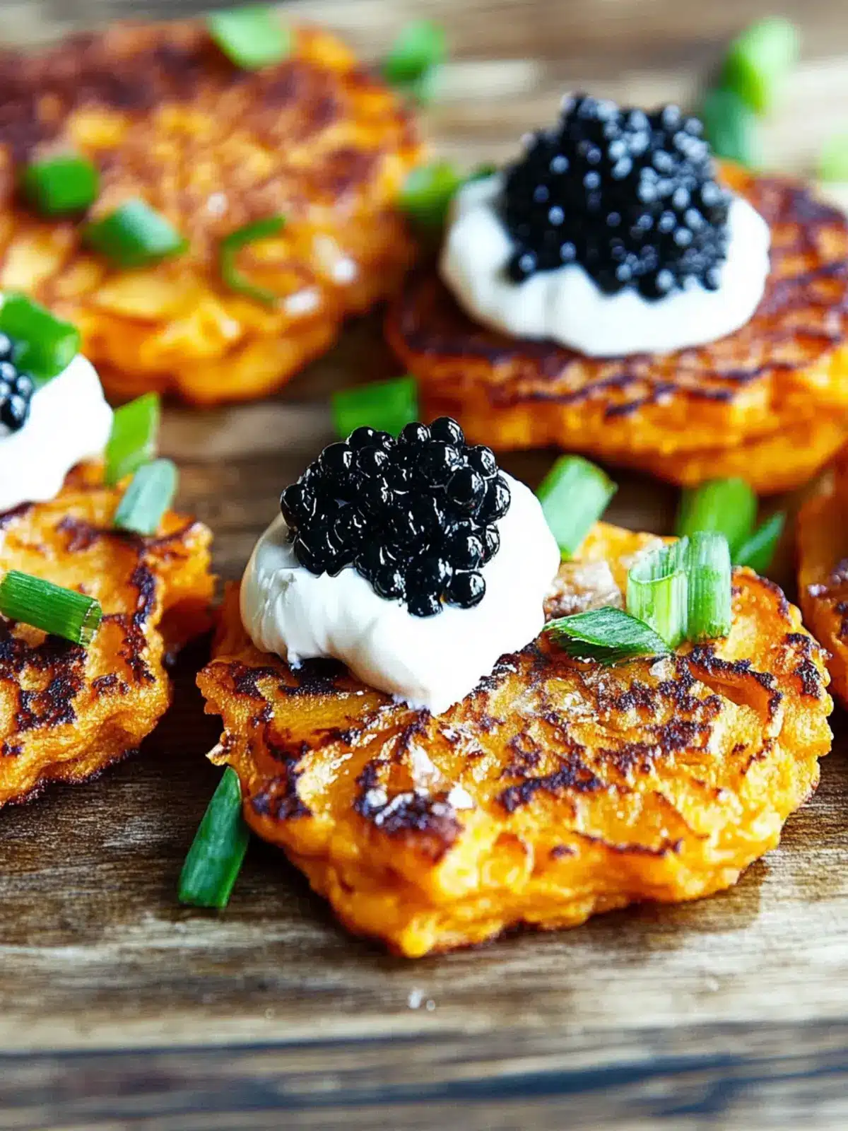 Sweet Potato Pancakes with Caviar and Crème Fraîche