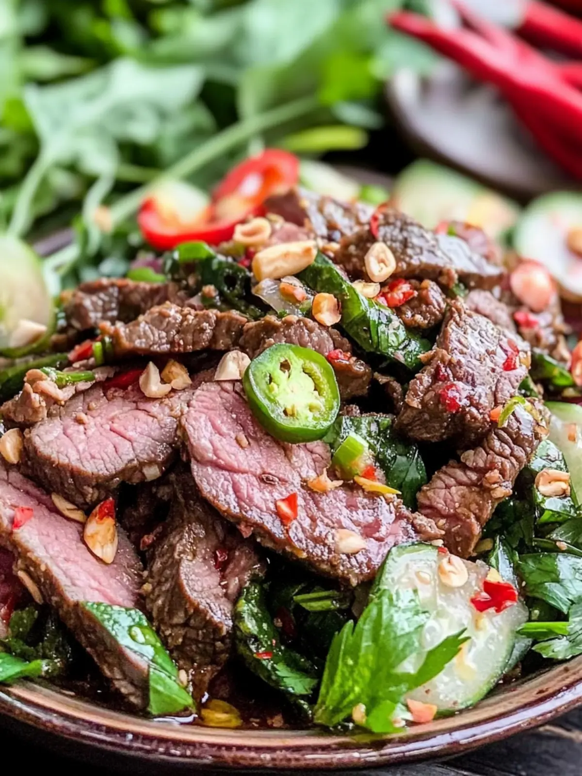 Authentic Nam Tok Beef Salad