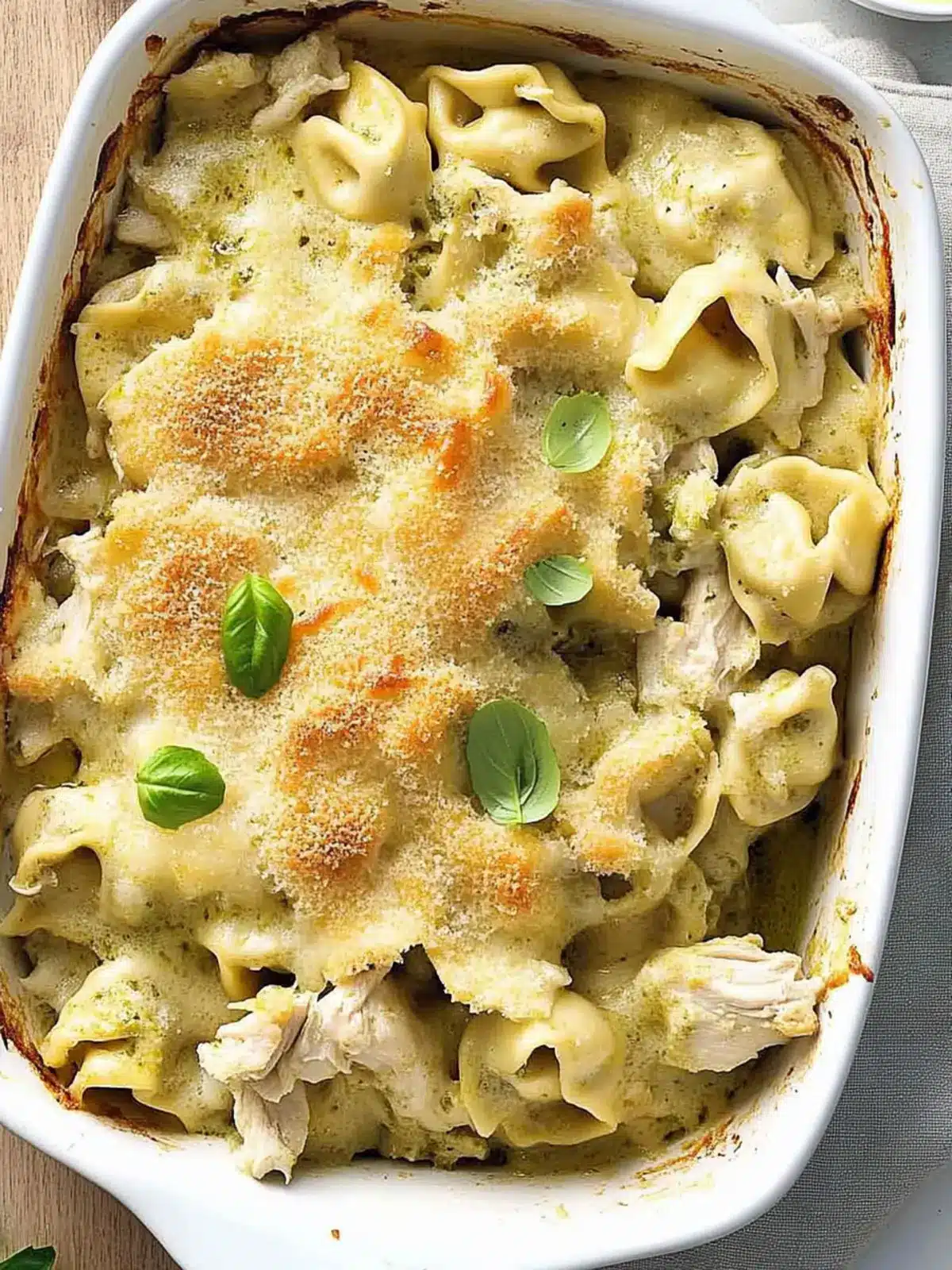 Warm Chicken Tortellini Au Gratin: Comfort Food Bliss 3 Warm Chicken Tortellini Au Gratin