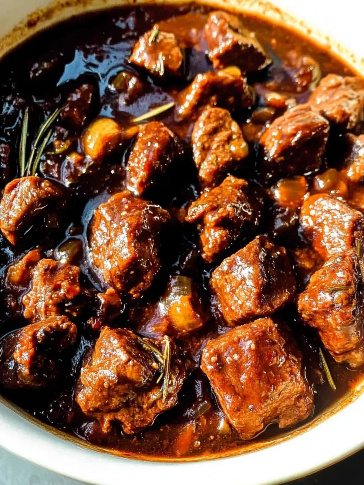 Savory Crockpot Steak Bites with Garlic, Rosemary & Honey Balsamic 3 Crockpot Steak Bites with Garlic, Rosemary & Honey Balsamic