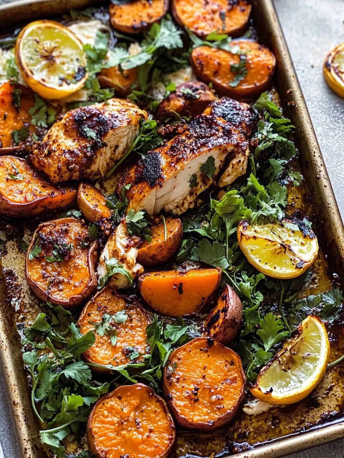 Sheet Pan Chicken Shawarma with Sesame Sweet Potatoes Bliss 4 Sheet Pan Chicken Shawarma with Sesame Sweet Potatoes and Hummus