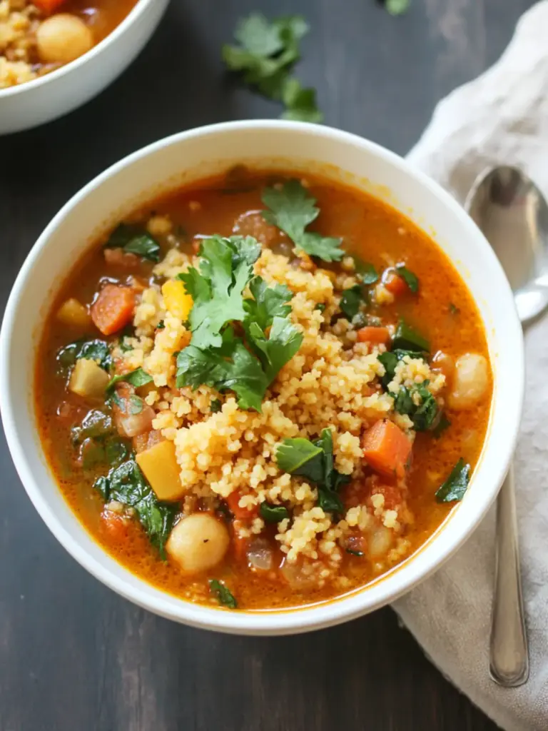 Moroccan-Spiced Vegetable Soup with Couscous