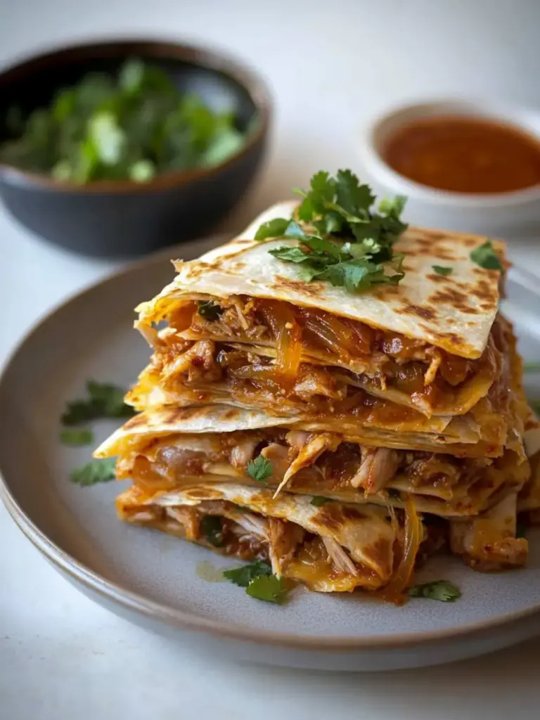 Korean Braised Pork and Kimchi Quesadilla
