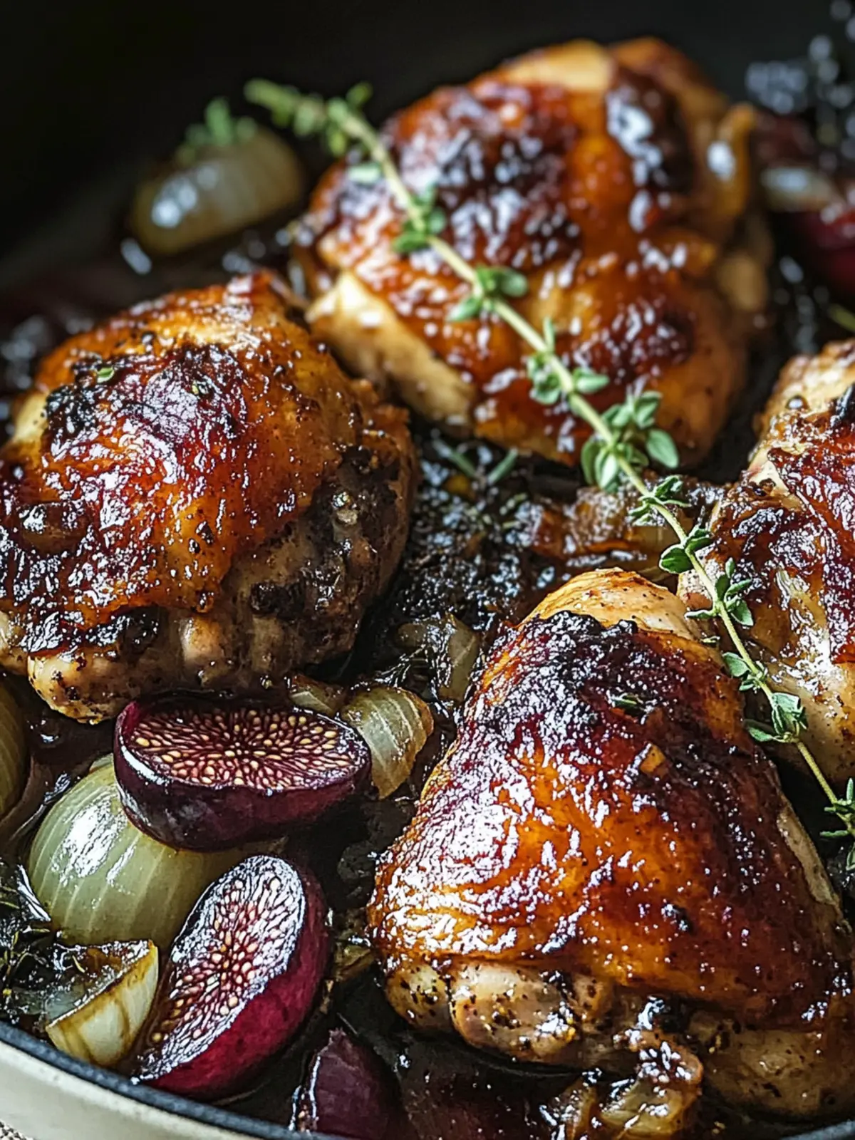 Savory Balsamic Fig Chicken Thighs with Onions and Thyme 3 Balsamic Fig Chicken Thighs with Onions and Thyme
