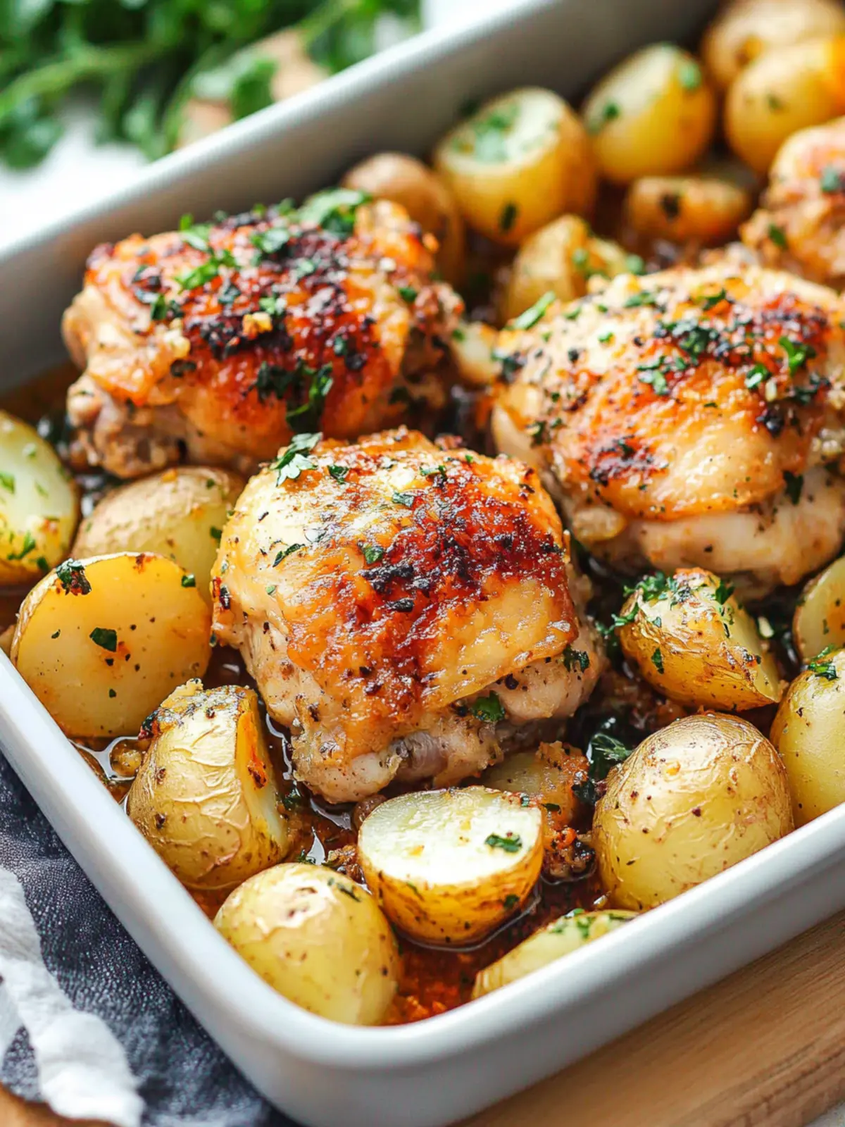 Garlic Parmesan Chicken Thighs with Baby Potatoes