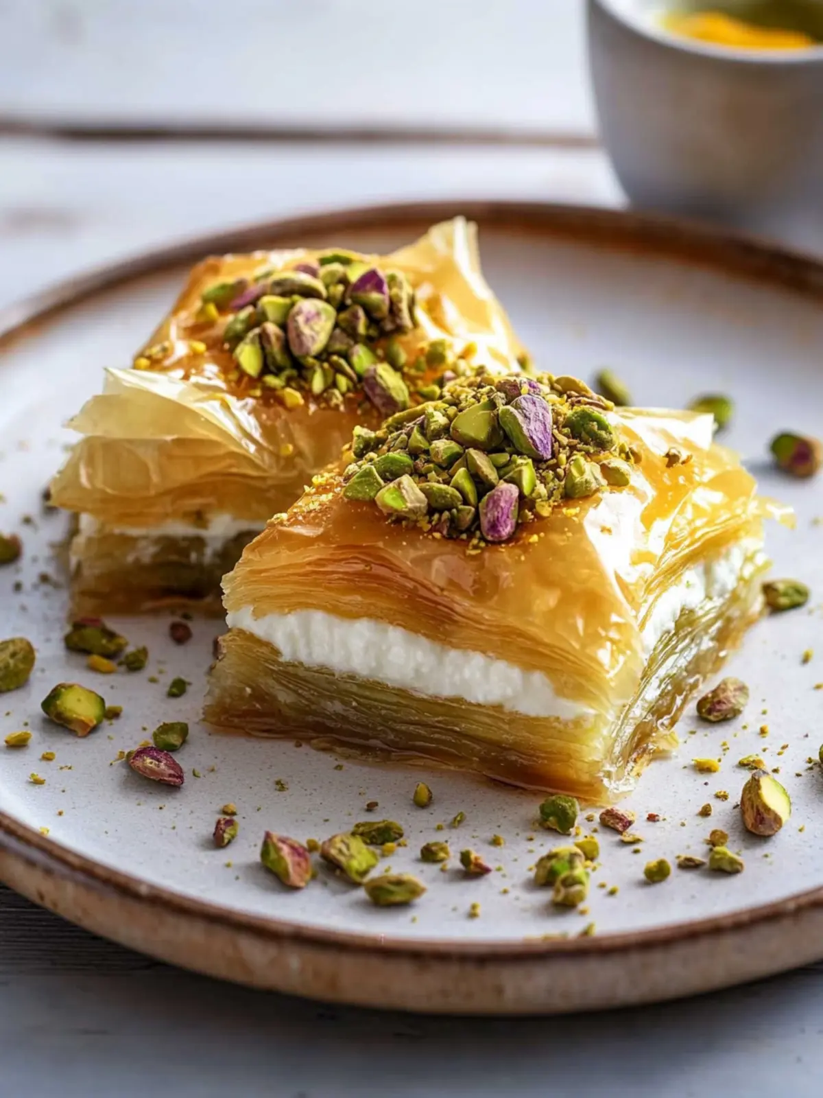 Deconstructed Pistachio Baklava with Orange Blossom Ricotta