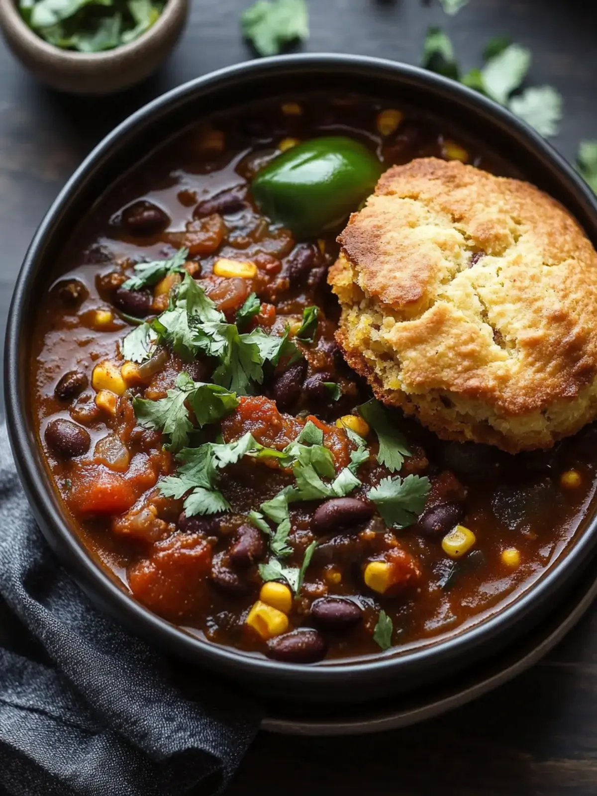 Black Bean Chili with Cornbread Biscuits for Cozy Nights 4 Black Bean Chili with Cornbread Biscuits