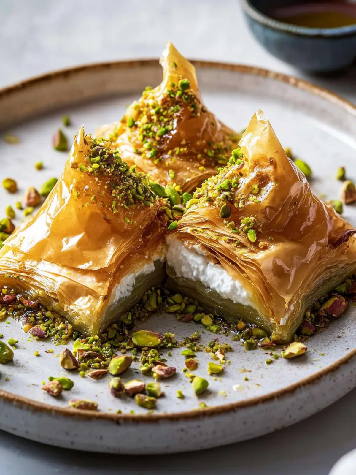 Deconstructed Pistachio Baklava with Orange Blossom Ricotta