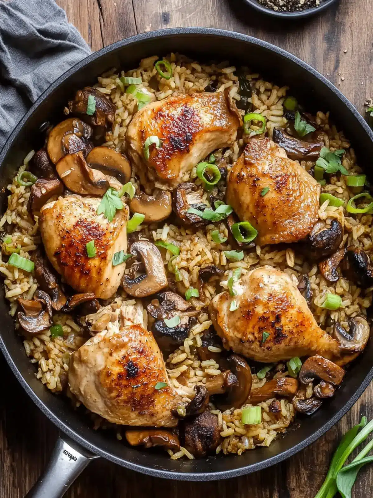 Spiced Mushroom Chicken and Rice Skillet