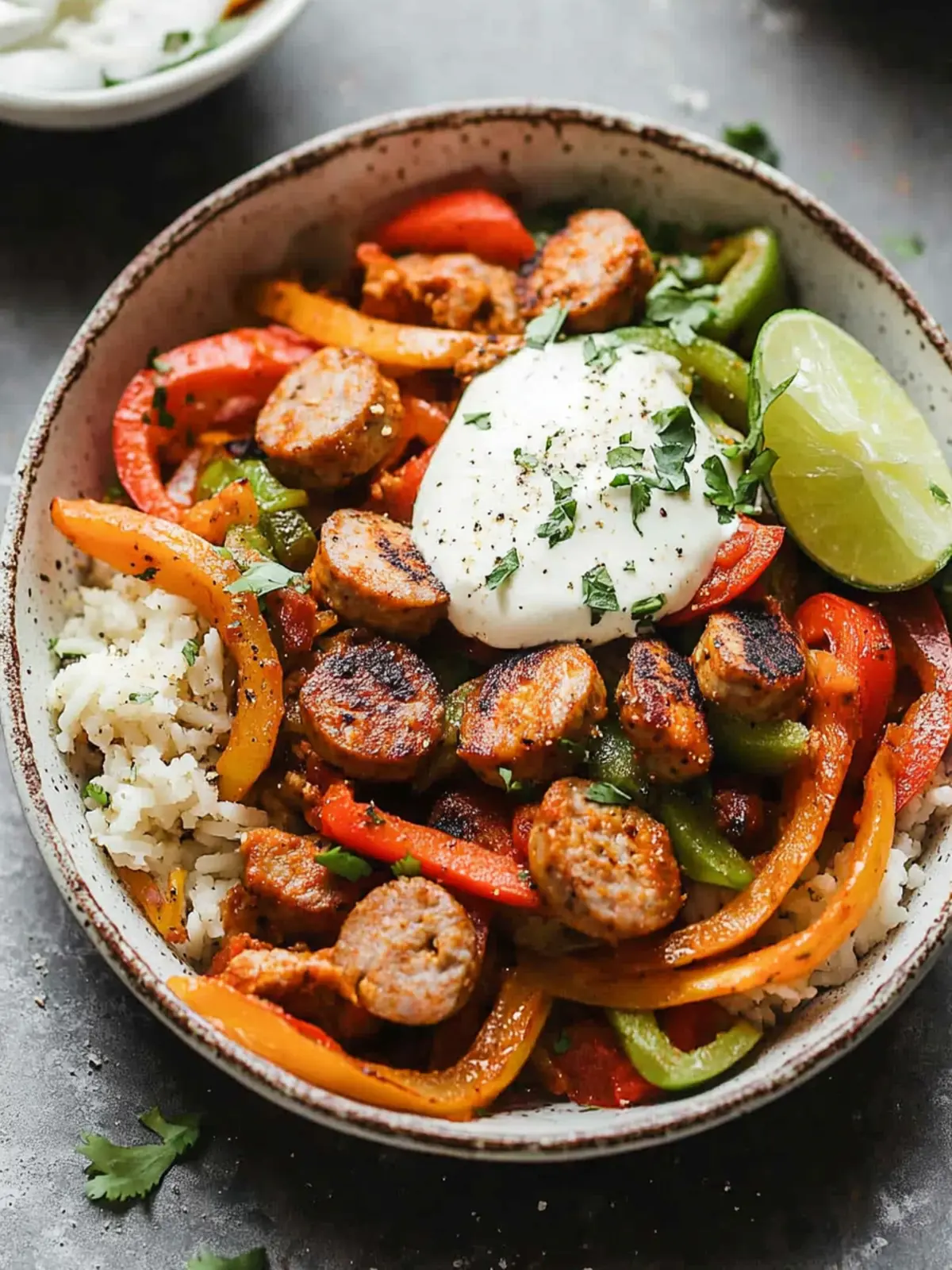 Sheet Pan Fajita Bowls with Chicken Sausage