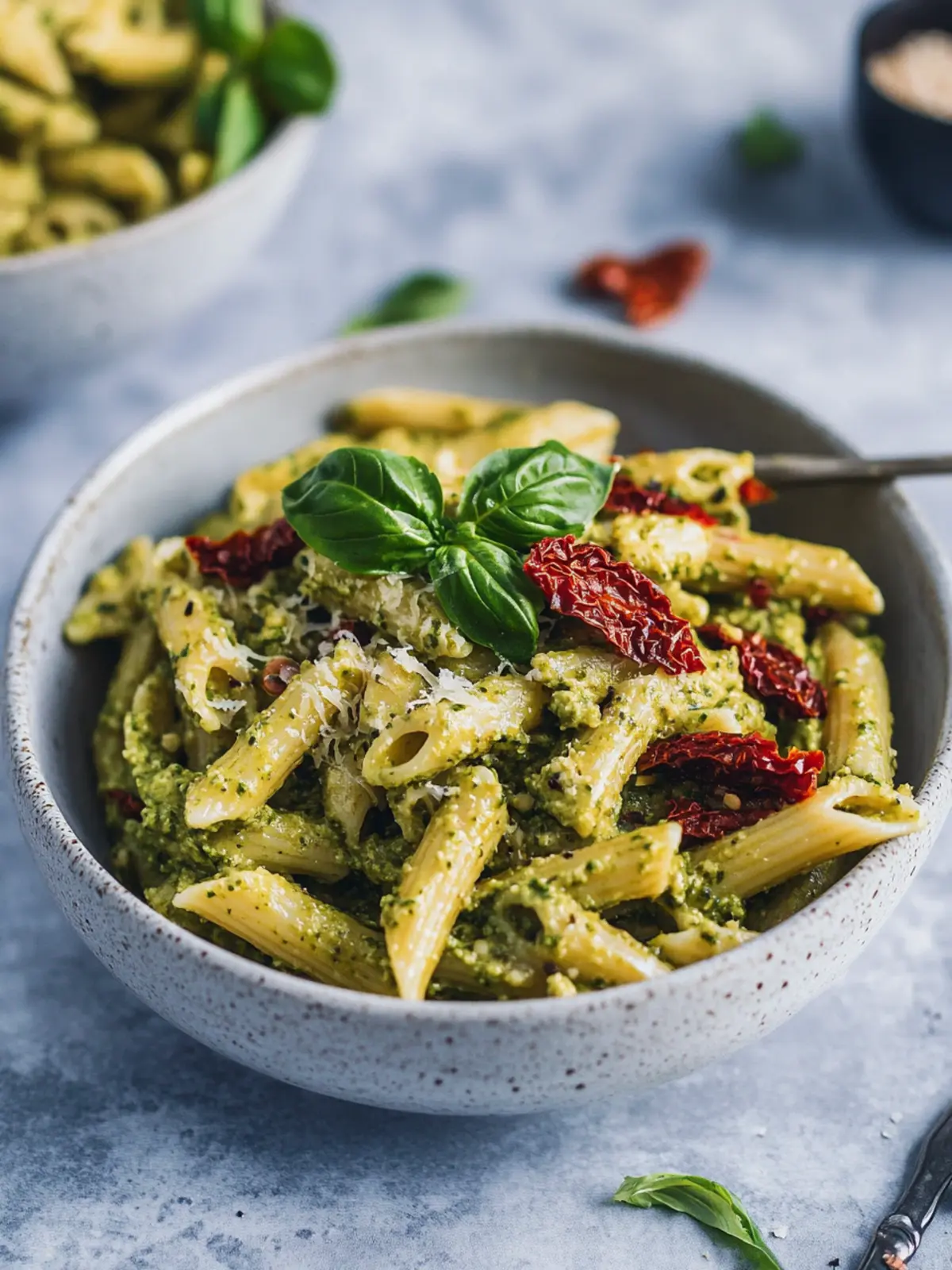 Vegan Cashew Pesto Pasta with Sun-Dried Tomatoes
