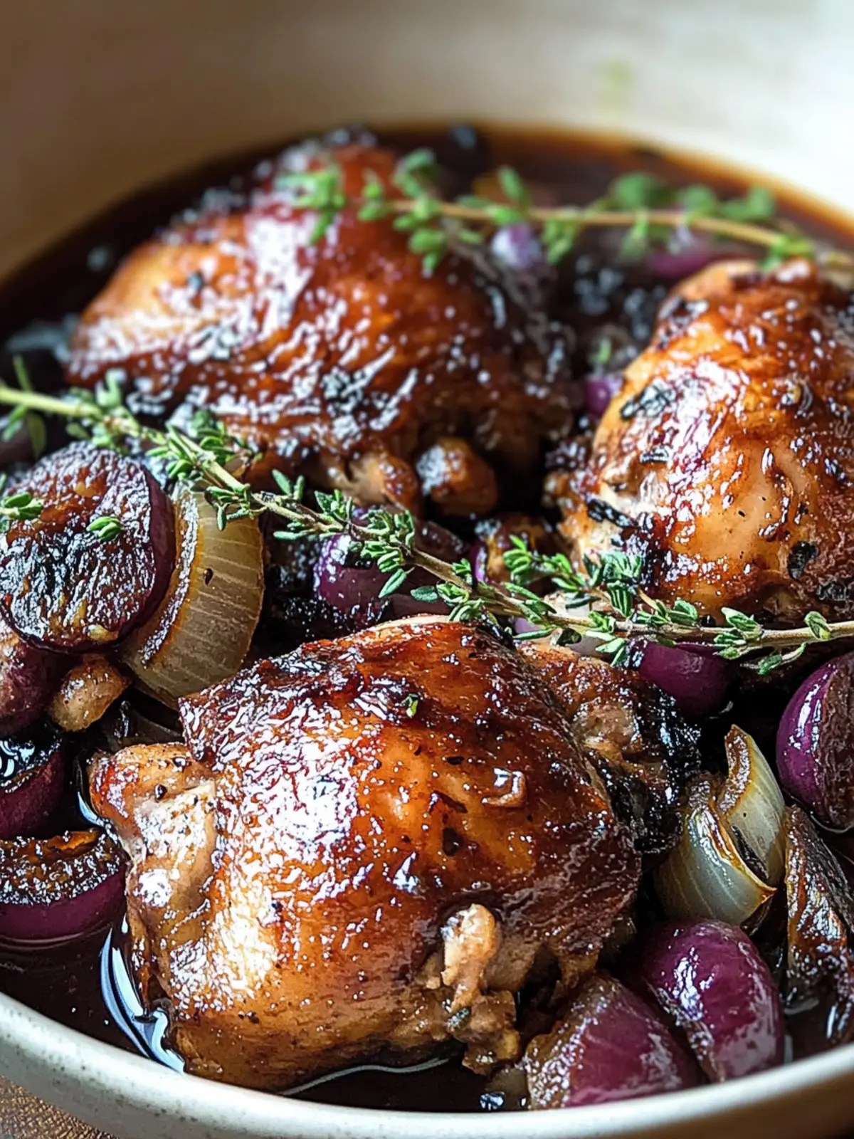 Savory Balsamic Fig Chicken Thighs with Onions and Thyme 4 Balsamic Fig Chicken Thighs with Onions and Thyme