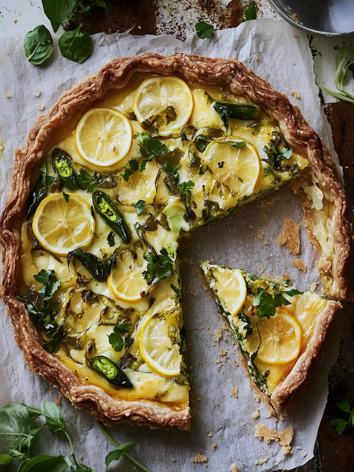 Zesty Lemon, Green Chilli and Cheddar Tart: Easy Delight 4 Lemon, Green Chilli and Cheddar Tart