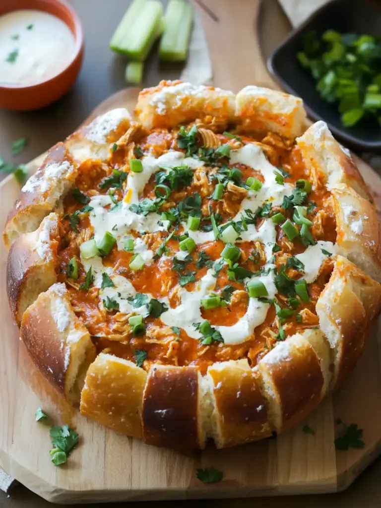 Bread Bowl Buffalo Chicken Dip