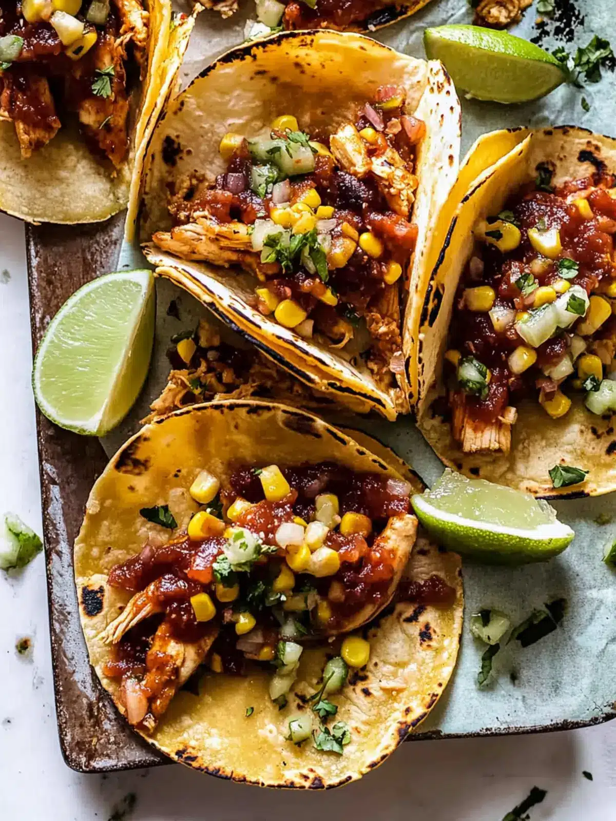 Crispy Chipotle BBQ Chicken Tacos with Creamy Charred Corn Salsa