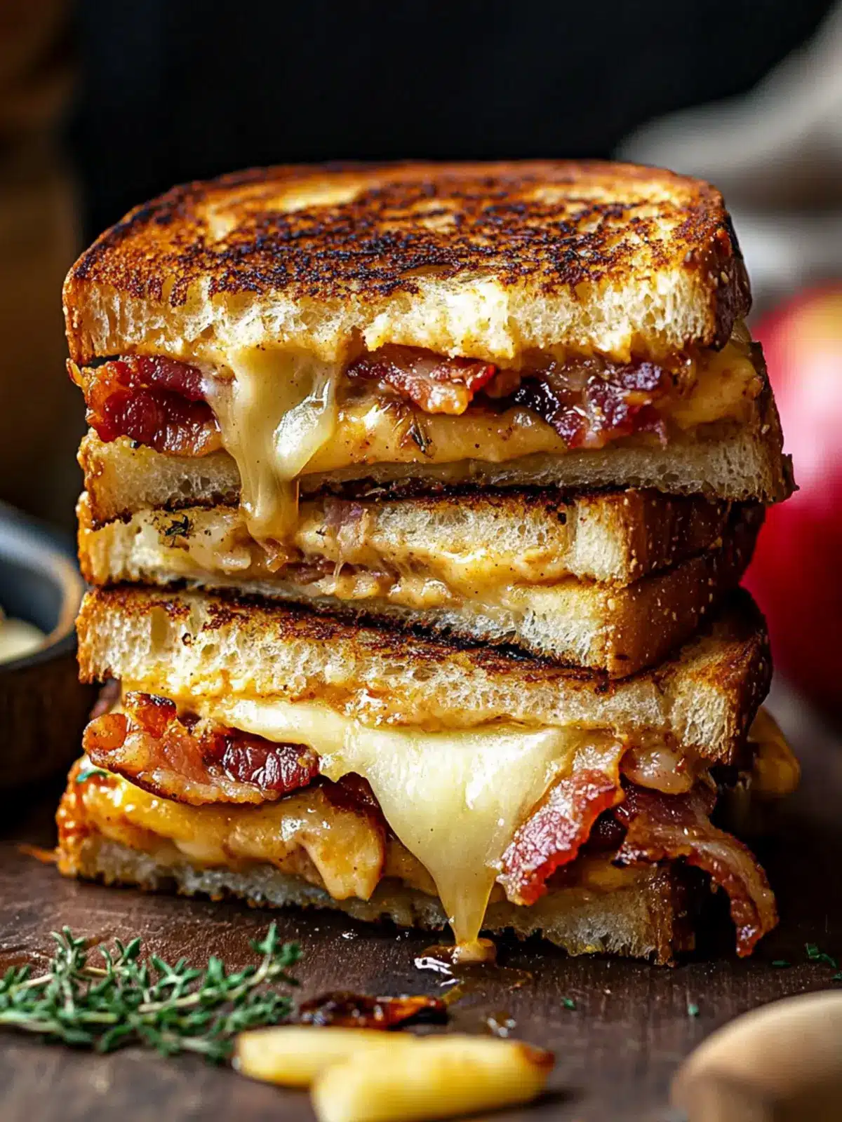 Hot Honey Apple Cheddar Bacon Grilled Cheese – A Sweet Twist! 3 Hot Honey Apple Cheddar Bacon Grilled Cheese