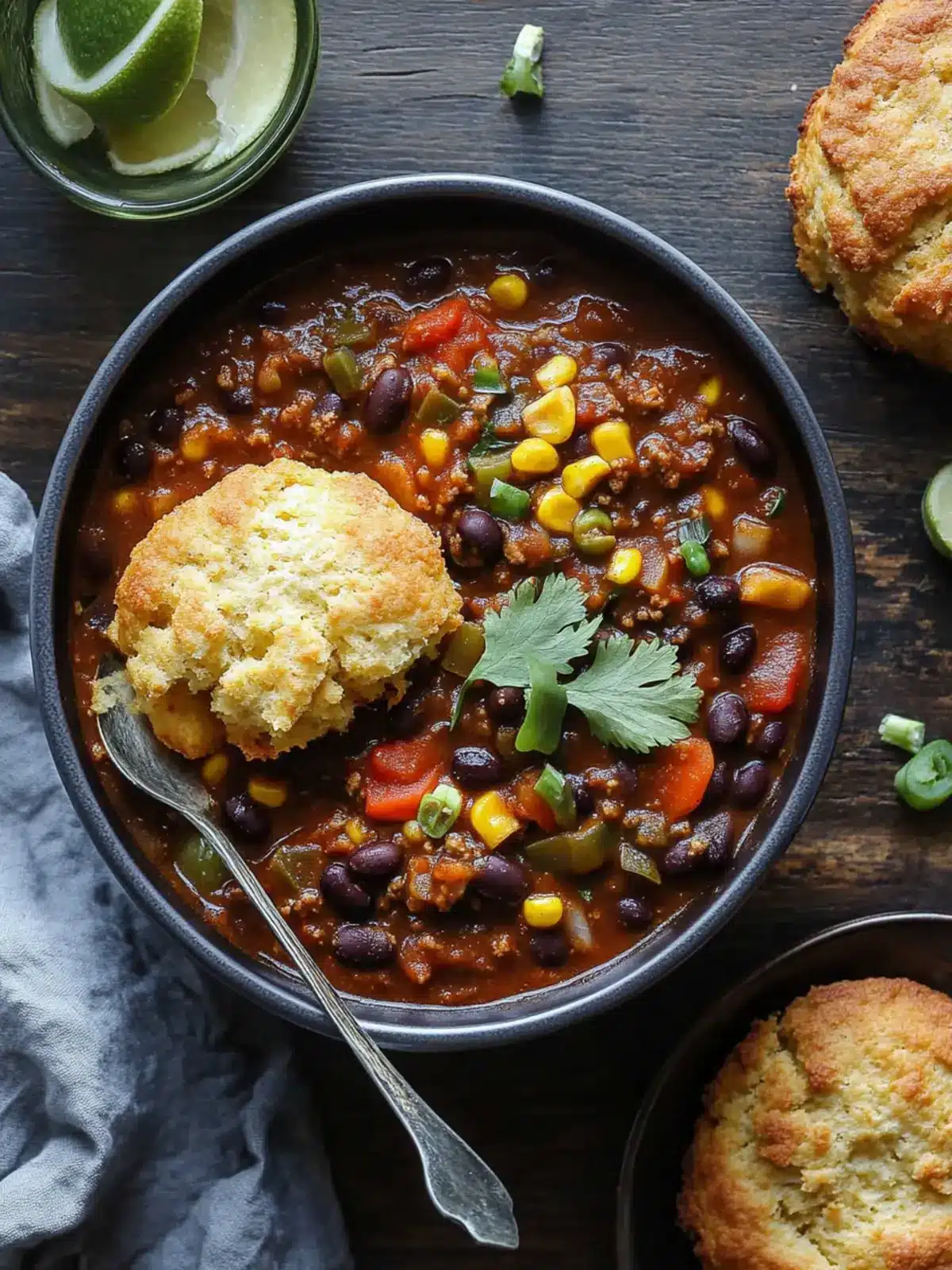 Black Bean Chili with Cornbread Biscuits for Cozy Nights 2 Black Bean Chili with Cornbread Biscuits