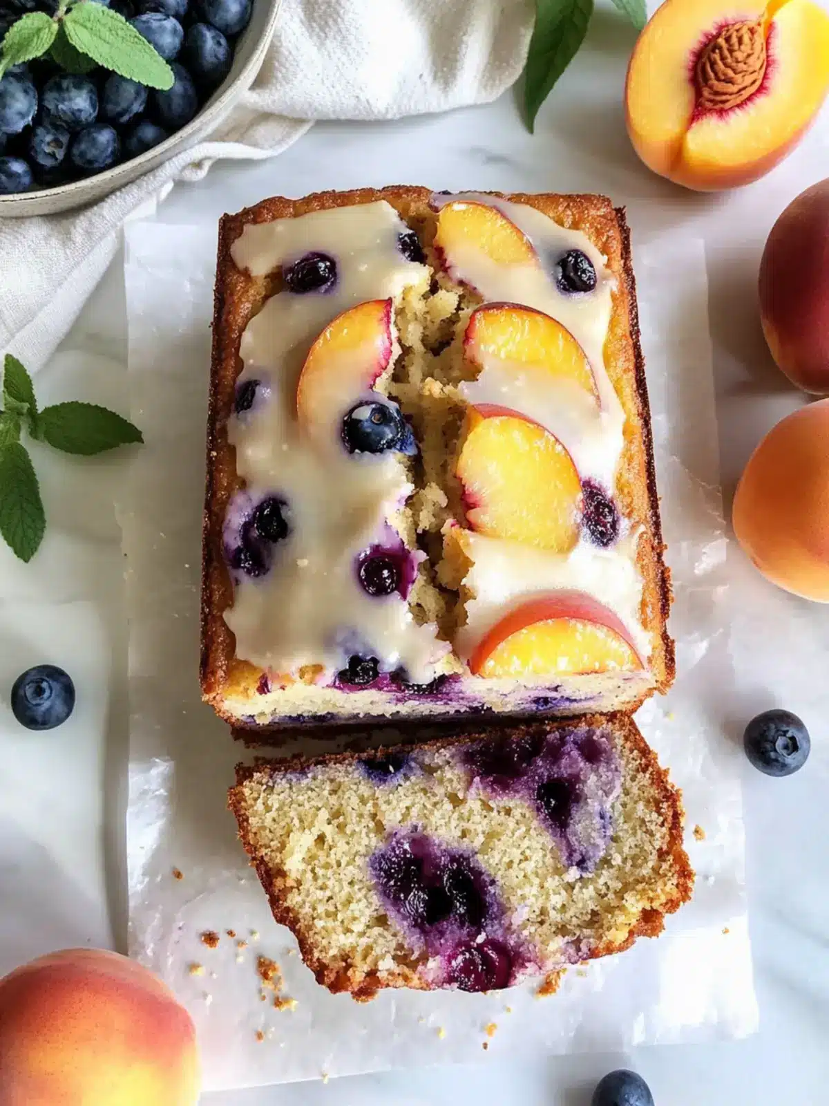 Easy Peach Blueberry Loaf