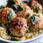 Savor Baked Sage Chicken Meatballs with Creamy Parmesan Orzo 7 Baked Sage Chicken Meatballs with Parmesan Orzo