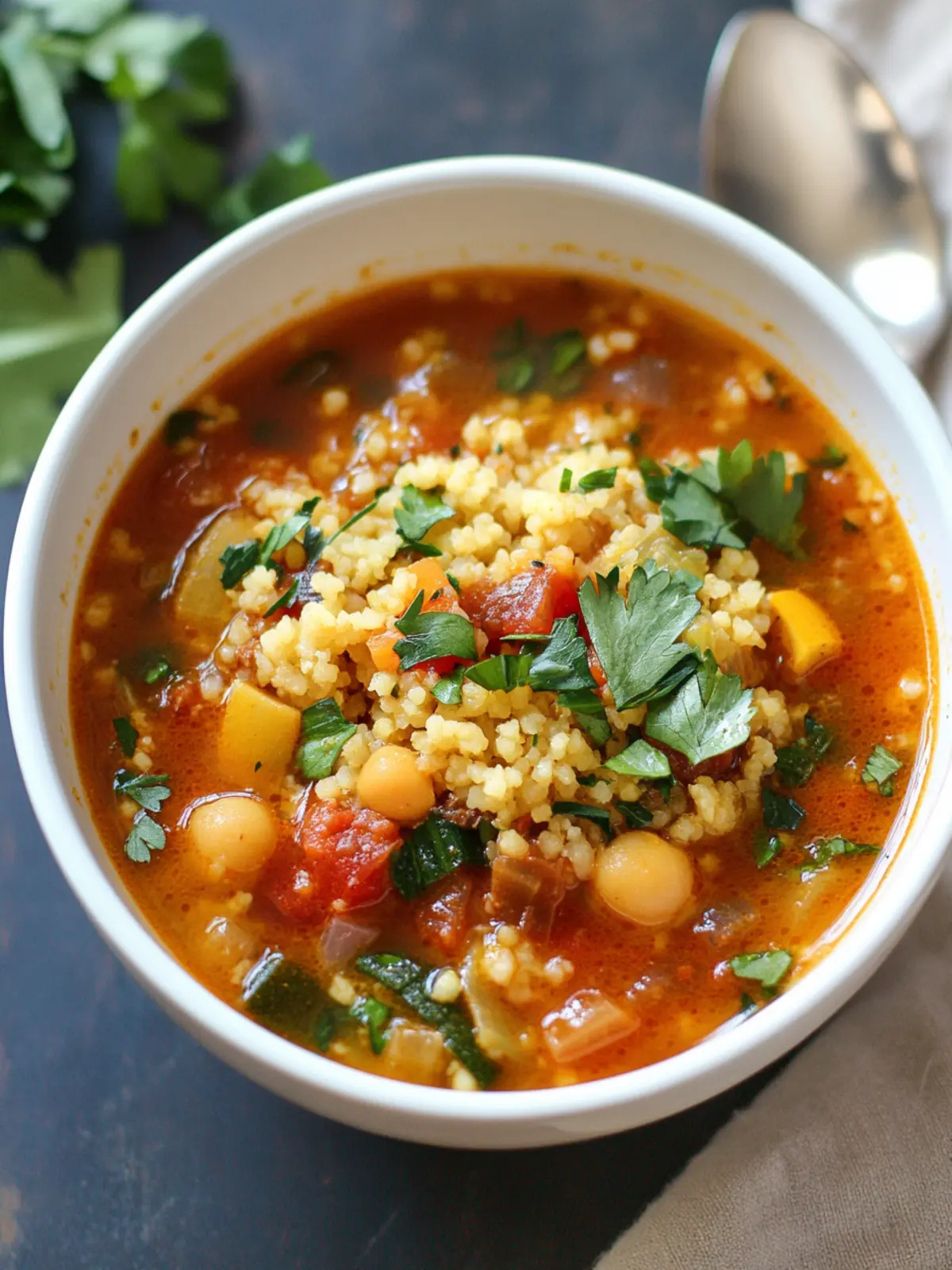 Moroccan-Spiced Vegetable Soup with Couscous in 30 Minutes 4 Moroccan-Spiced Vegetable Soup with Couscous