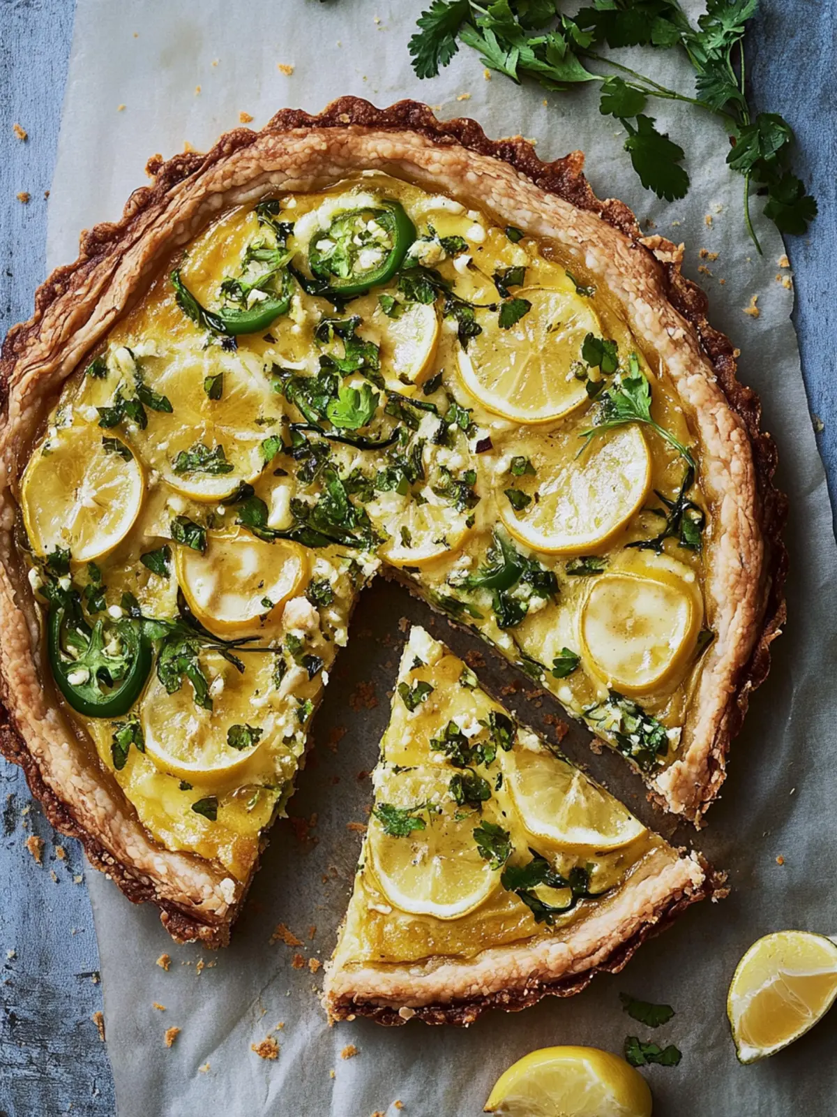 Zesty Lemon, Green Chilli and Cheddar Tart: Easy Delight 3 Lemon, Green Chilli and Cheddar Tart