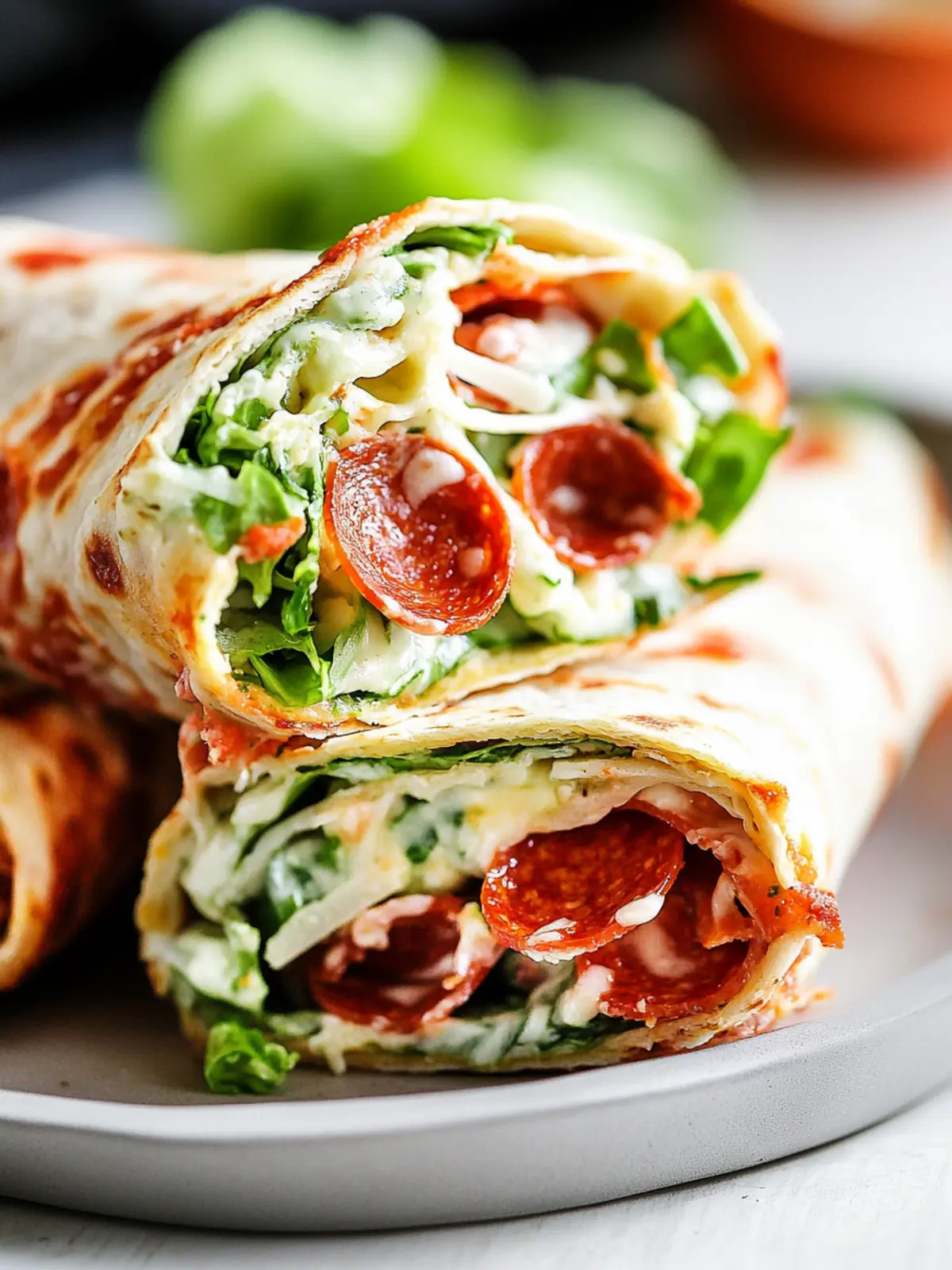 Pepperoni Pizza Caesar Wraps