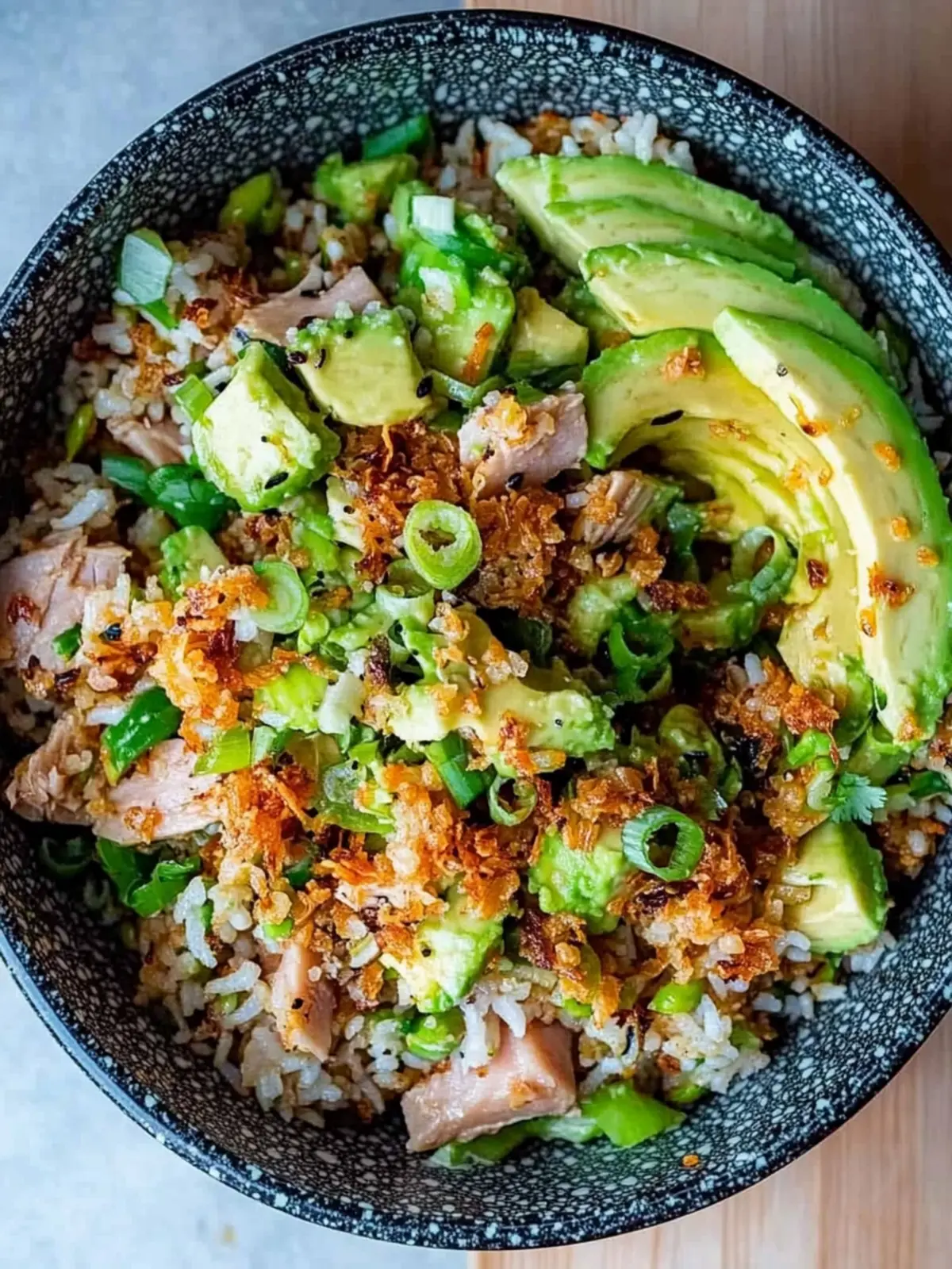 Tuna Avocado Crispy Rice Salad