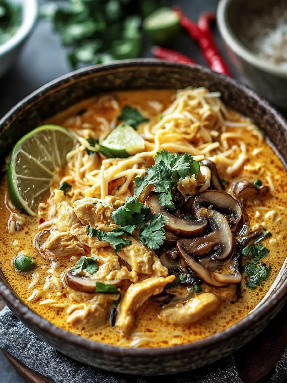 Creamy Coconut Chicken Khao Soi with Mushrooms Love at First Bite 2 Creamy Coconut Chicken Khao Soi with Mushrooms