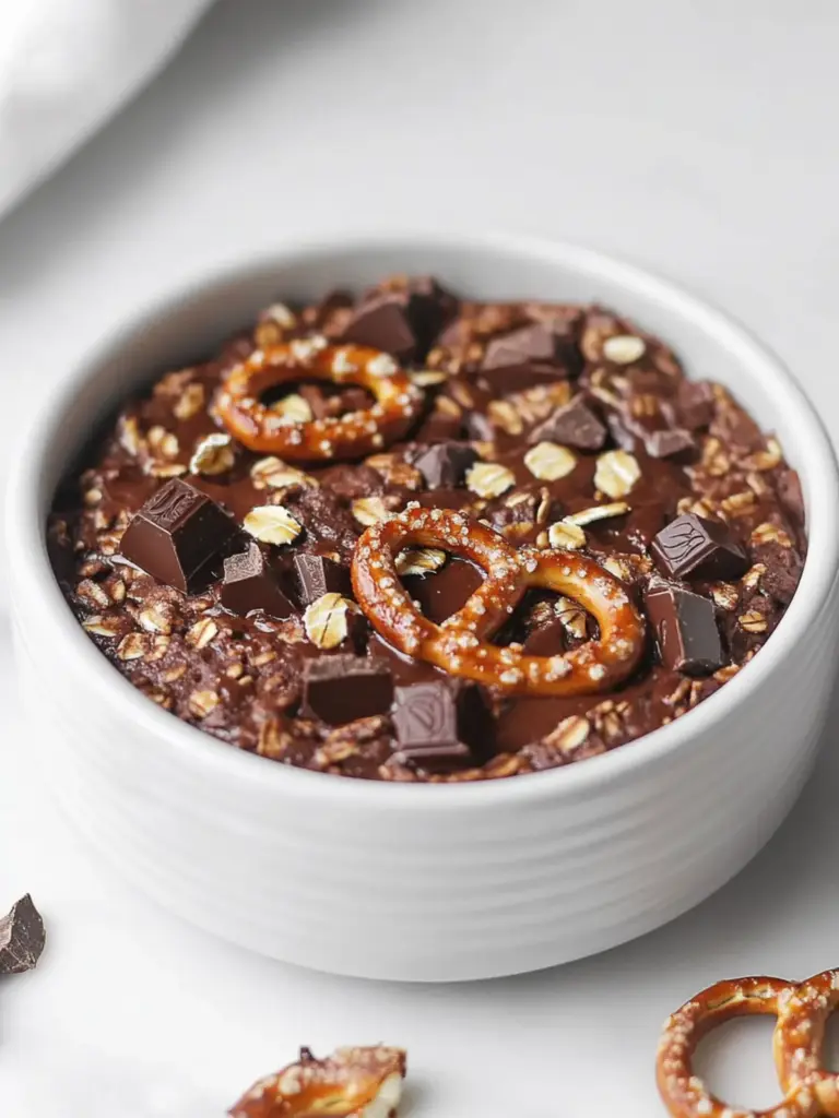 Simple Chocolate Pretzel Baked Oats