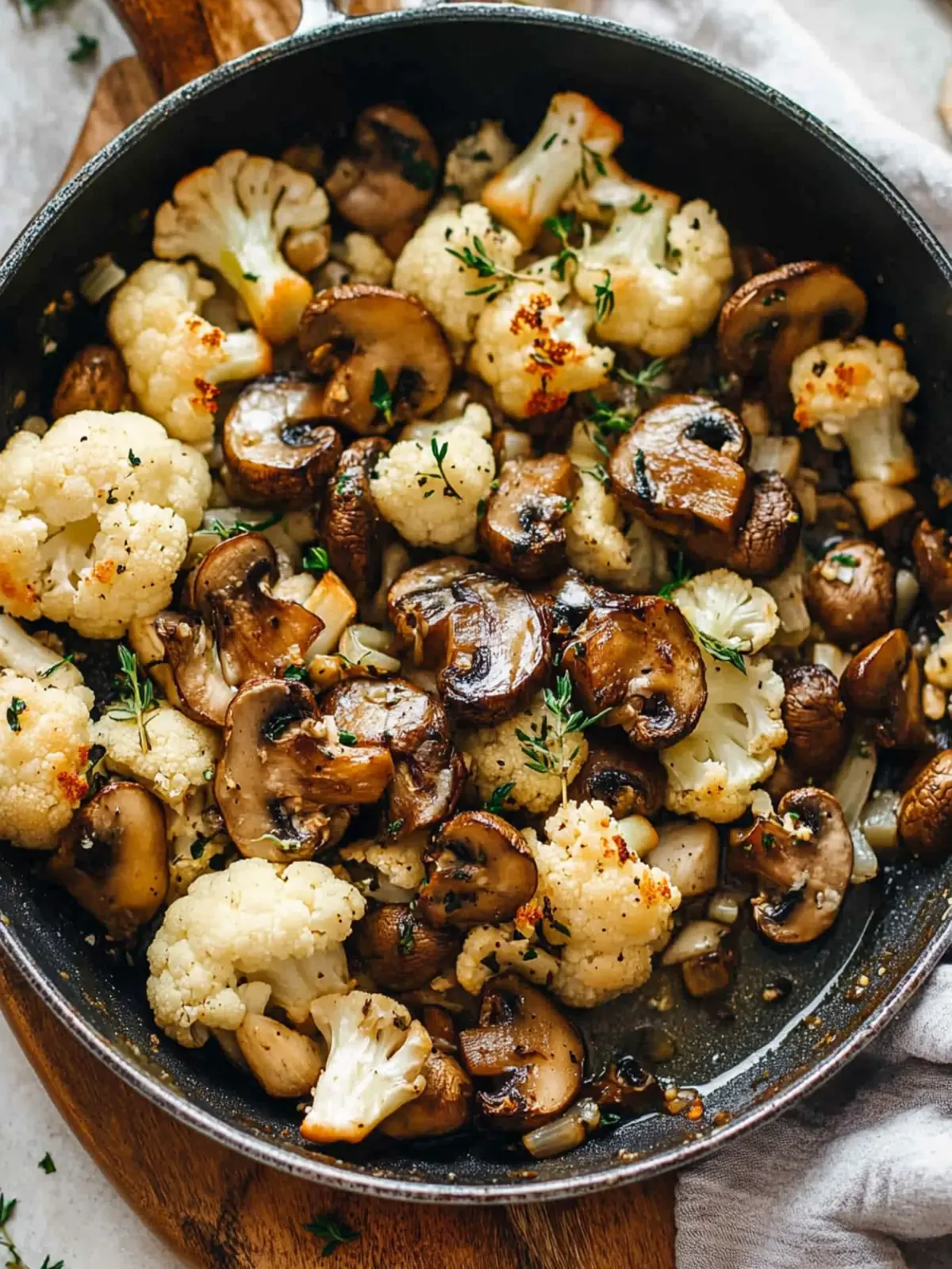 Garlic Mushrooms Cauliflower Skillet
