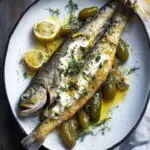 Trout with Crème Fraîche and Brined Gherkins