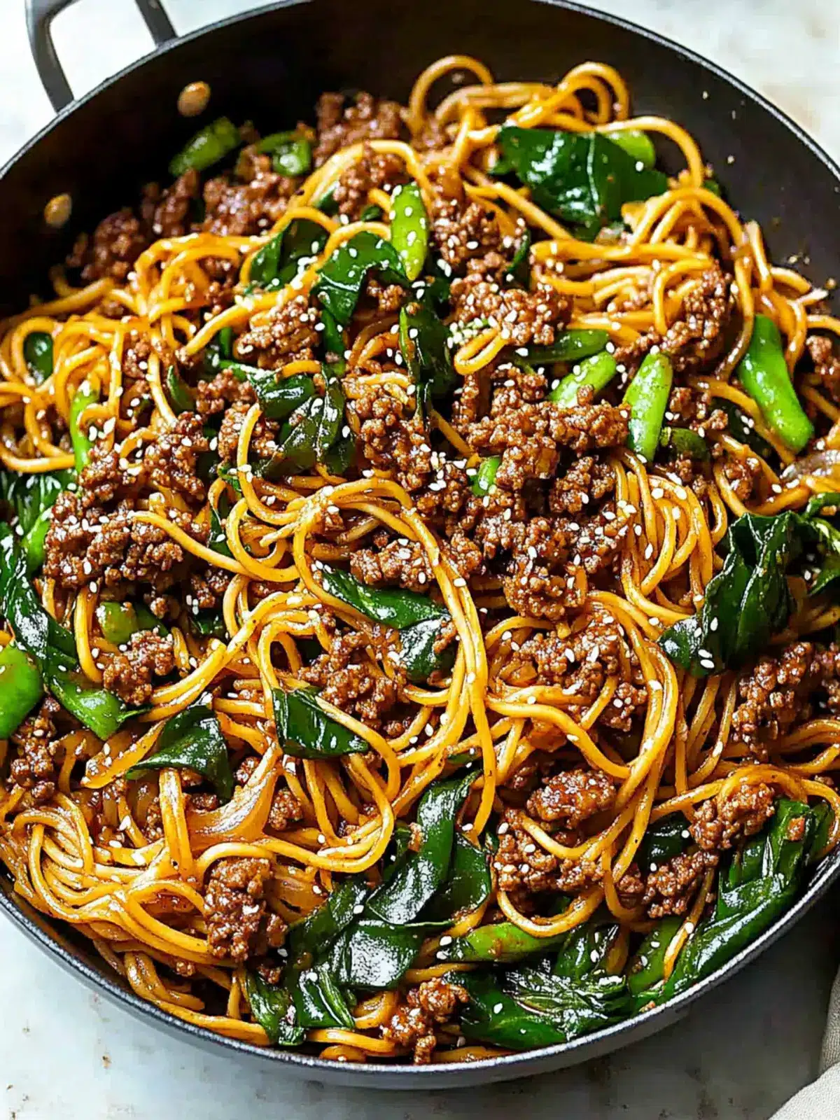 Easy Ground Beef Sesame Noodles