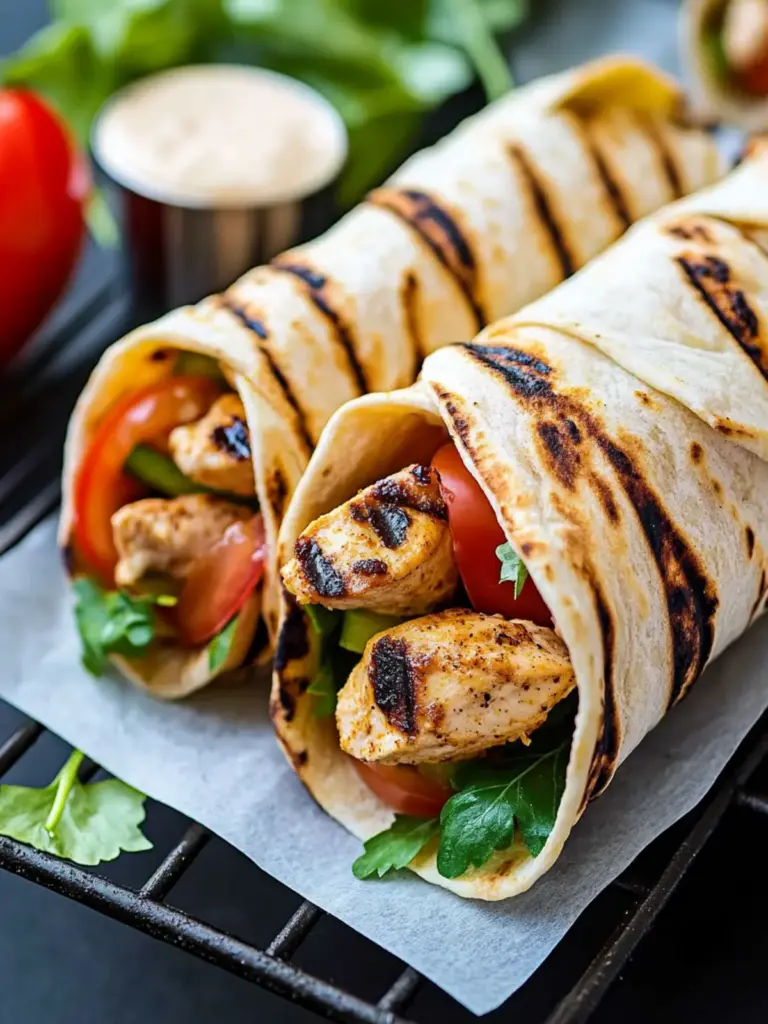 Grilled Lemon Chicken Flatbread Wraps
