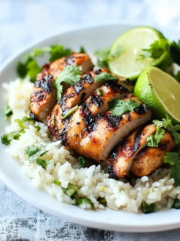 Grilled Hawaiian Chicken with Coconut-Cilantro Rice
