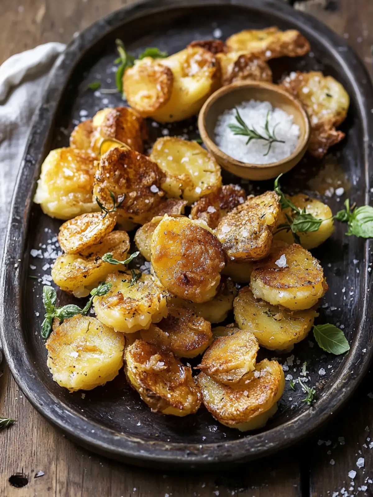 Crispy Salt and Vinegar Smashed Potatoes