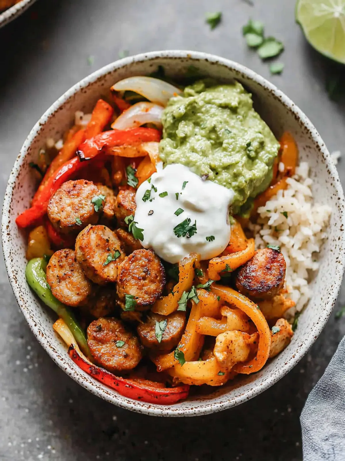 Sheet Pan Fajita Bowls with Chicken Sausage