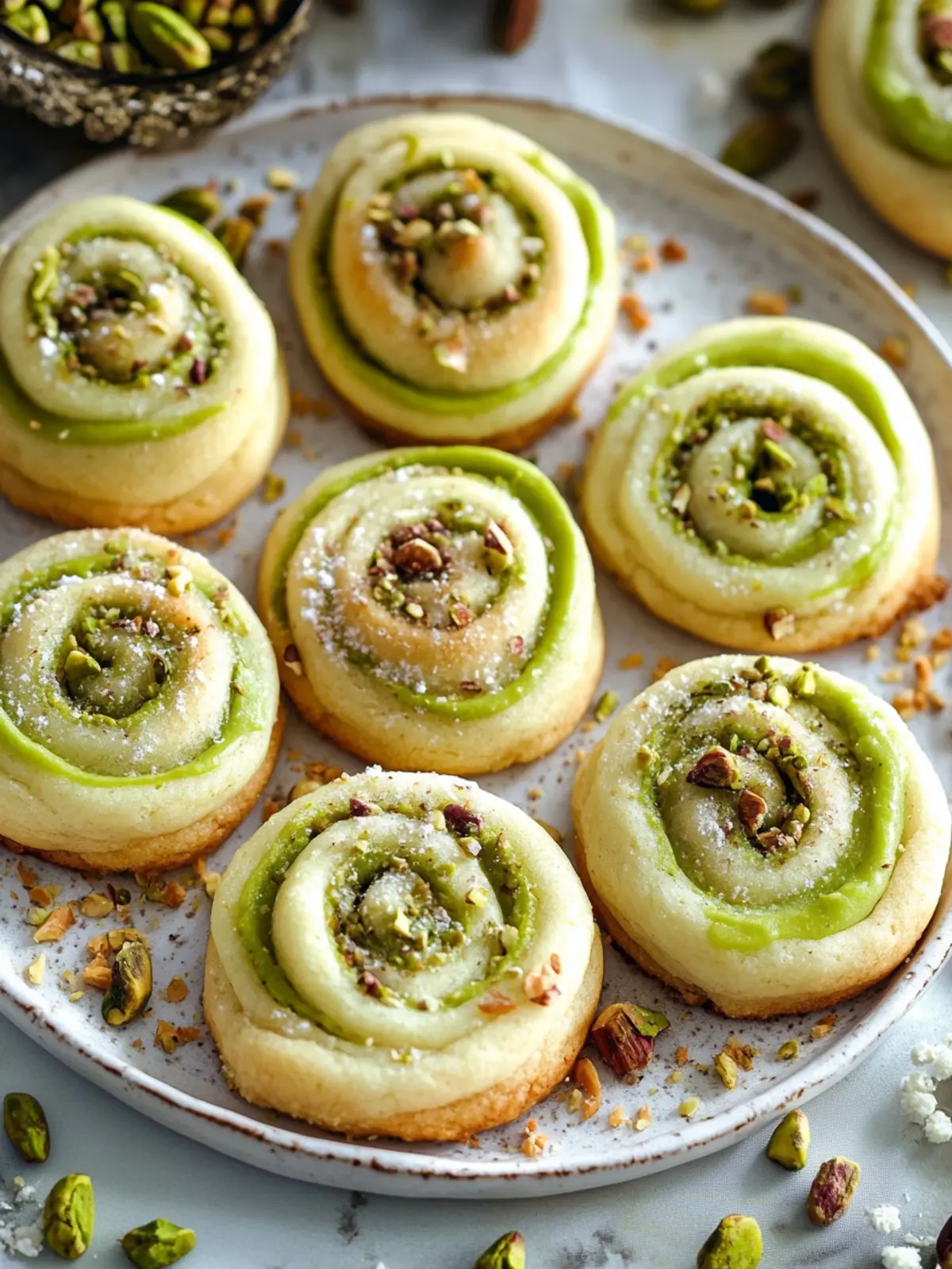 Vegan Pistachio Pinwheel Cookies