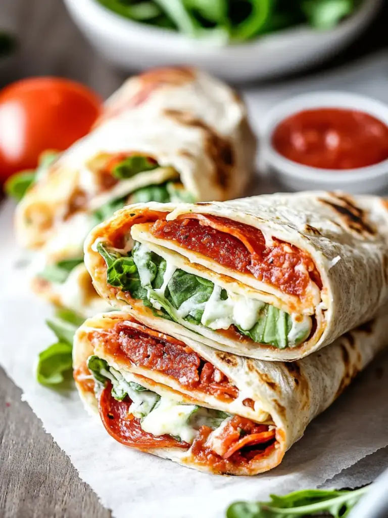 Pepperoni Pizza Caesar Wraps