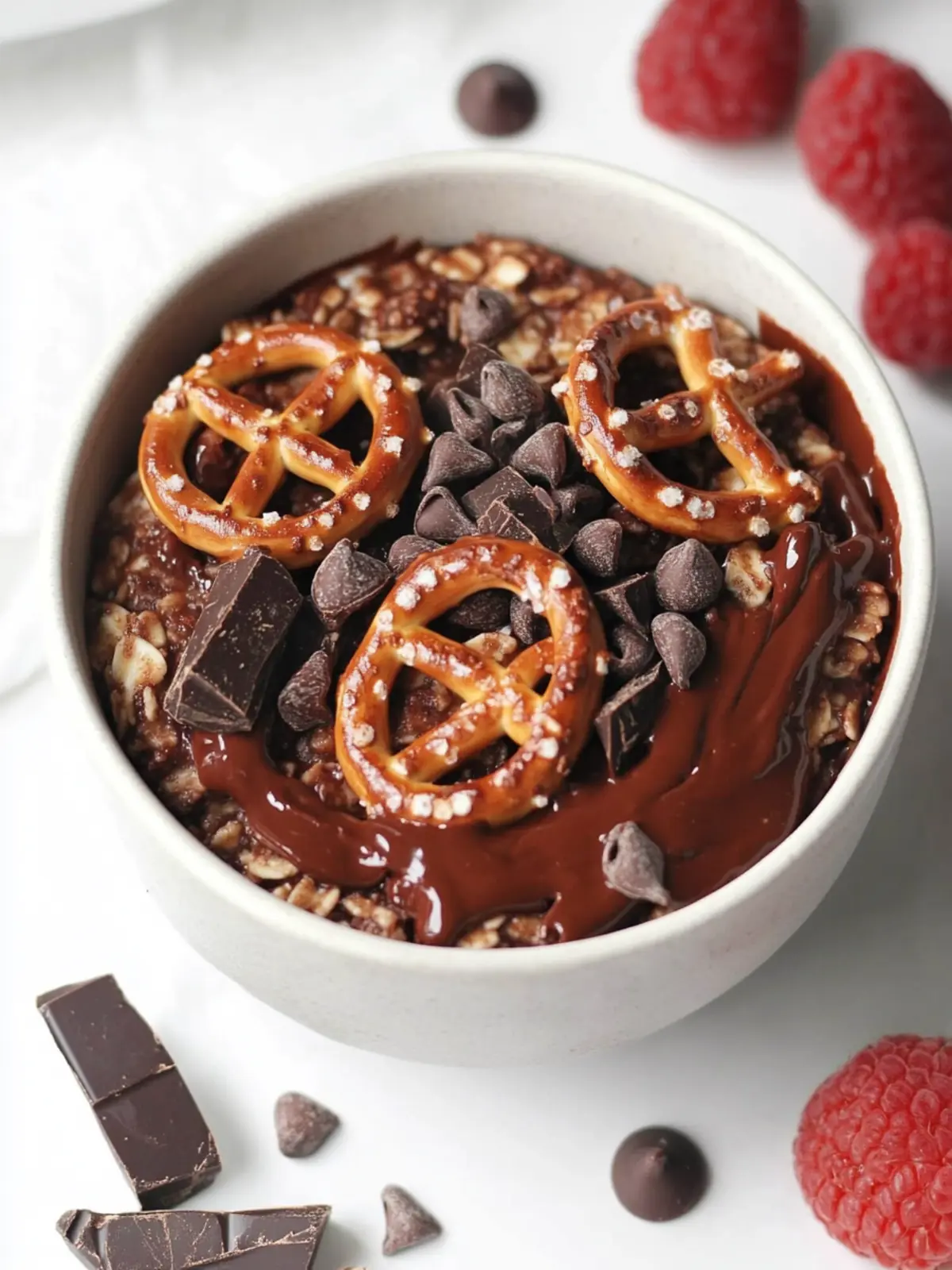 Simple Chocolate Pretzel Baked Oats