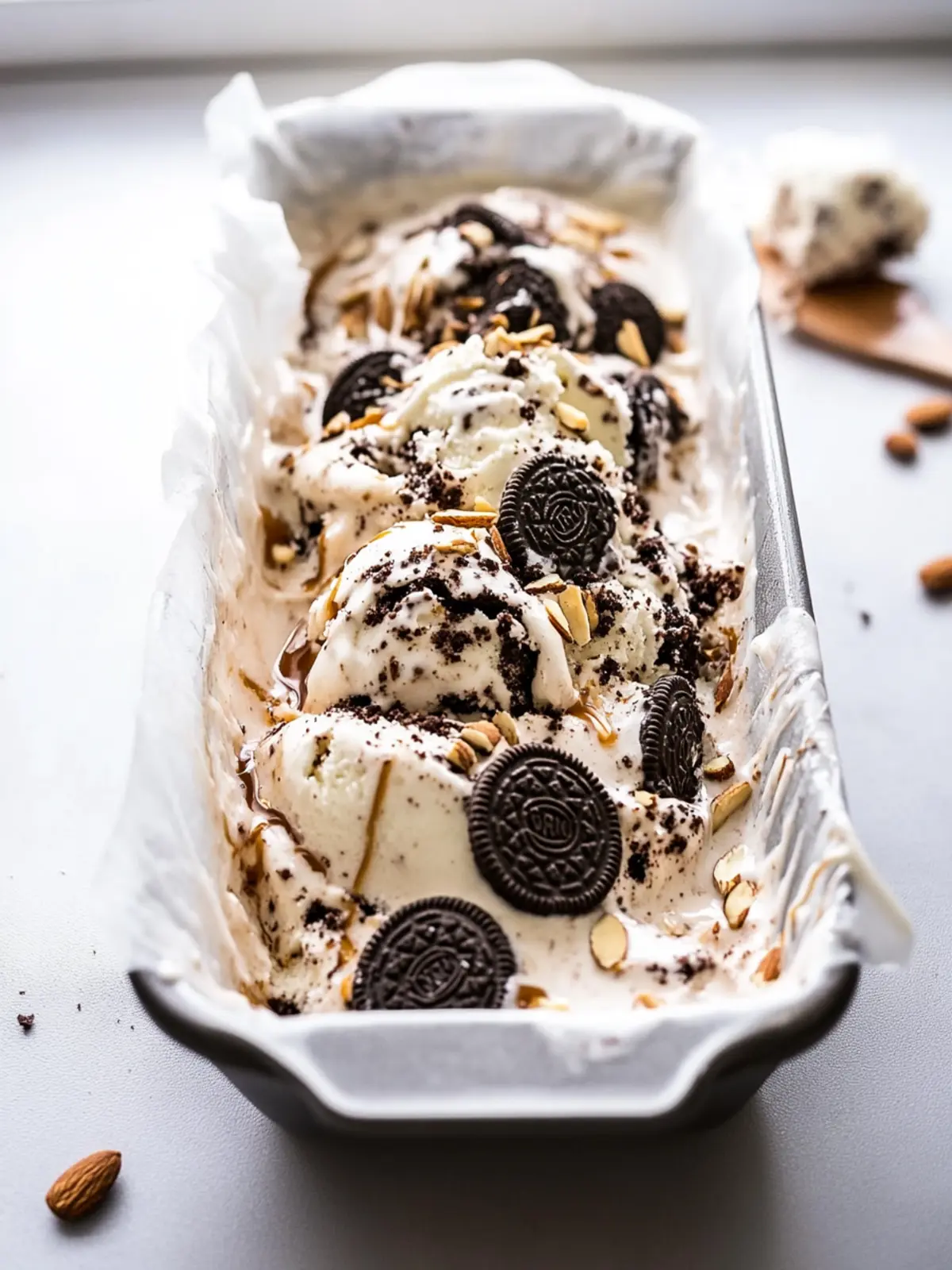 Oreo Salted Almond Caramel Swirl Homemade Ice Cream
