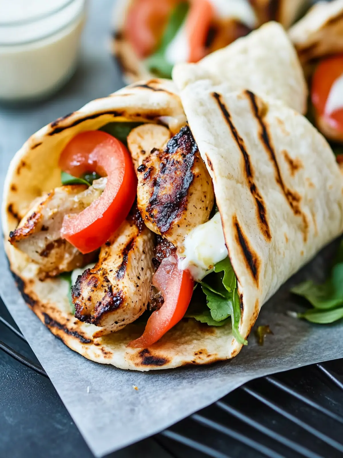 Grilled Lemon Chicken Flatbread Wraps