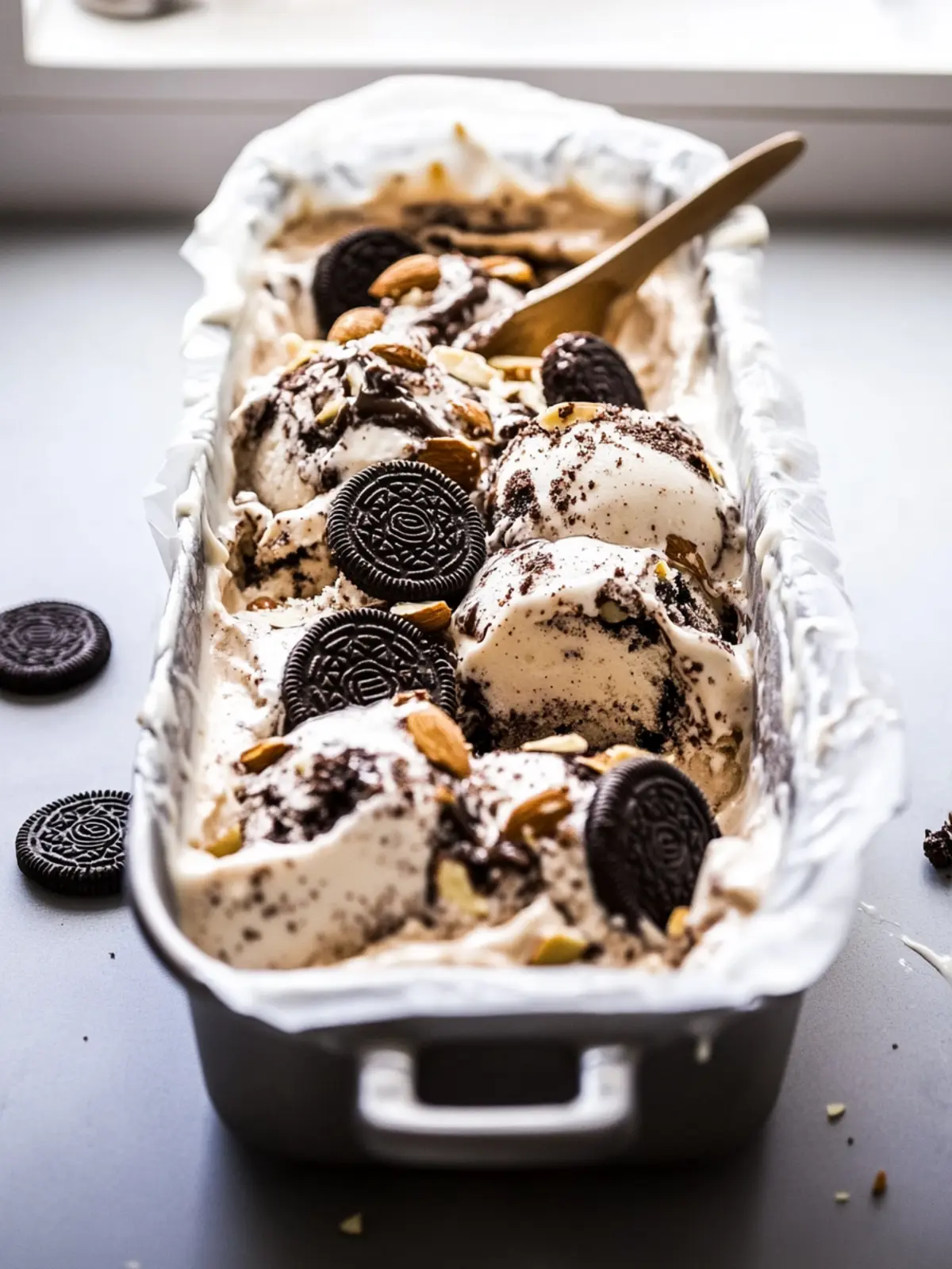 Oreo Salted Almond Caramel Swirl Homemade Ice Cream