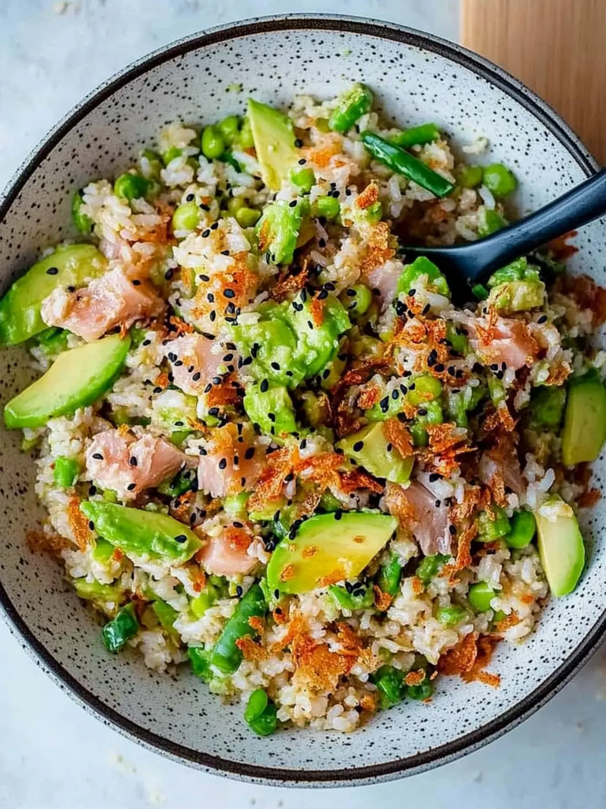 Tuna Avocado Crispy Rice Salad