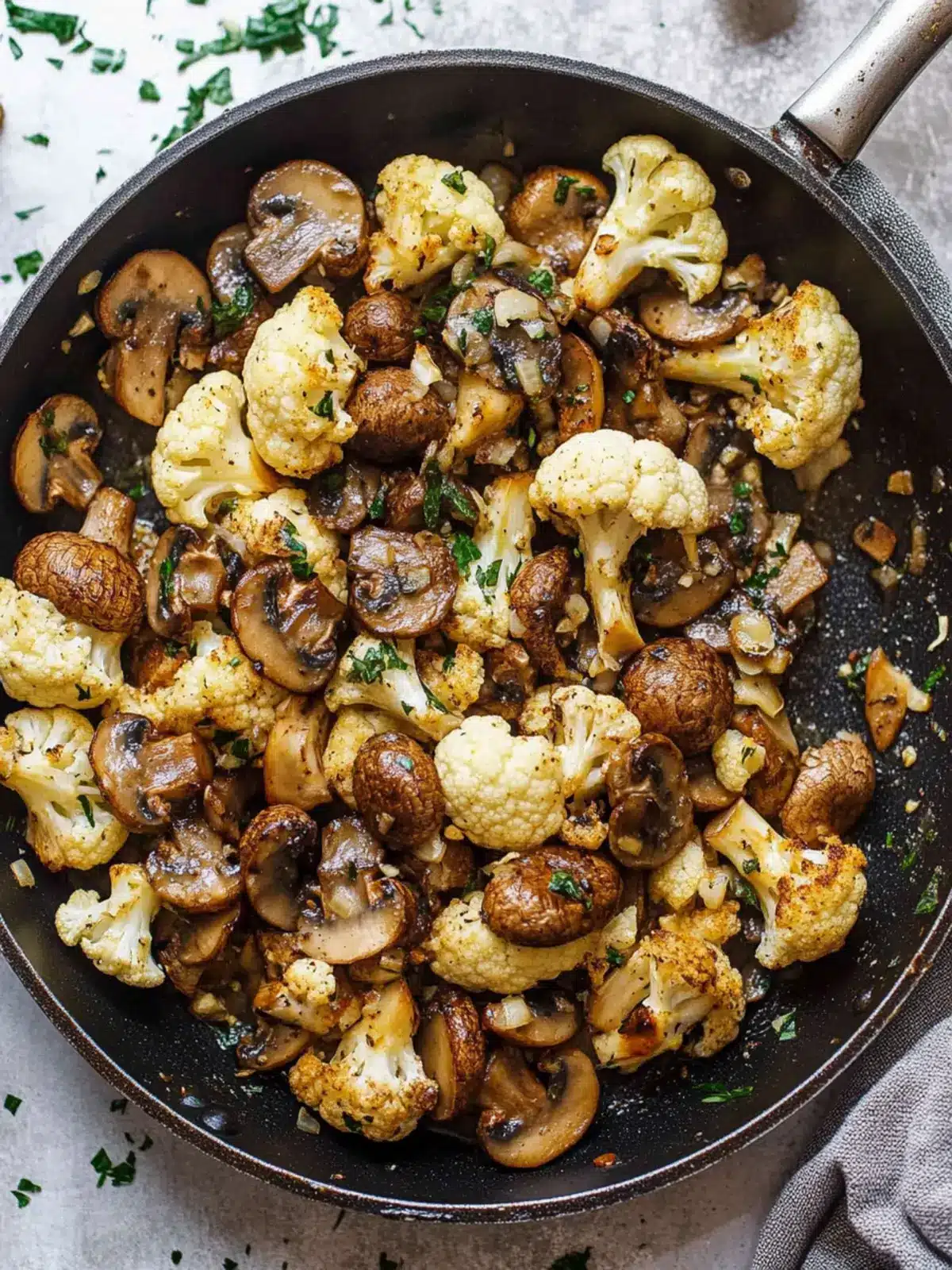 Garlic Mushrooms Cauliflower Skillet