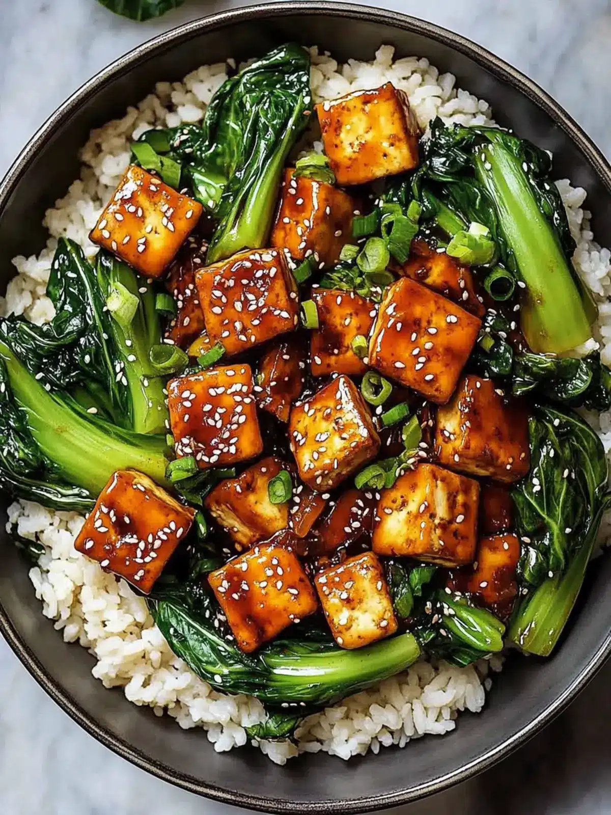 Ginger-Sesame Glazed Tofu & Bok Choy Stir Fry