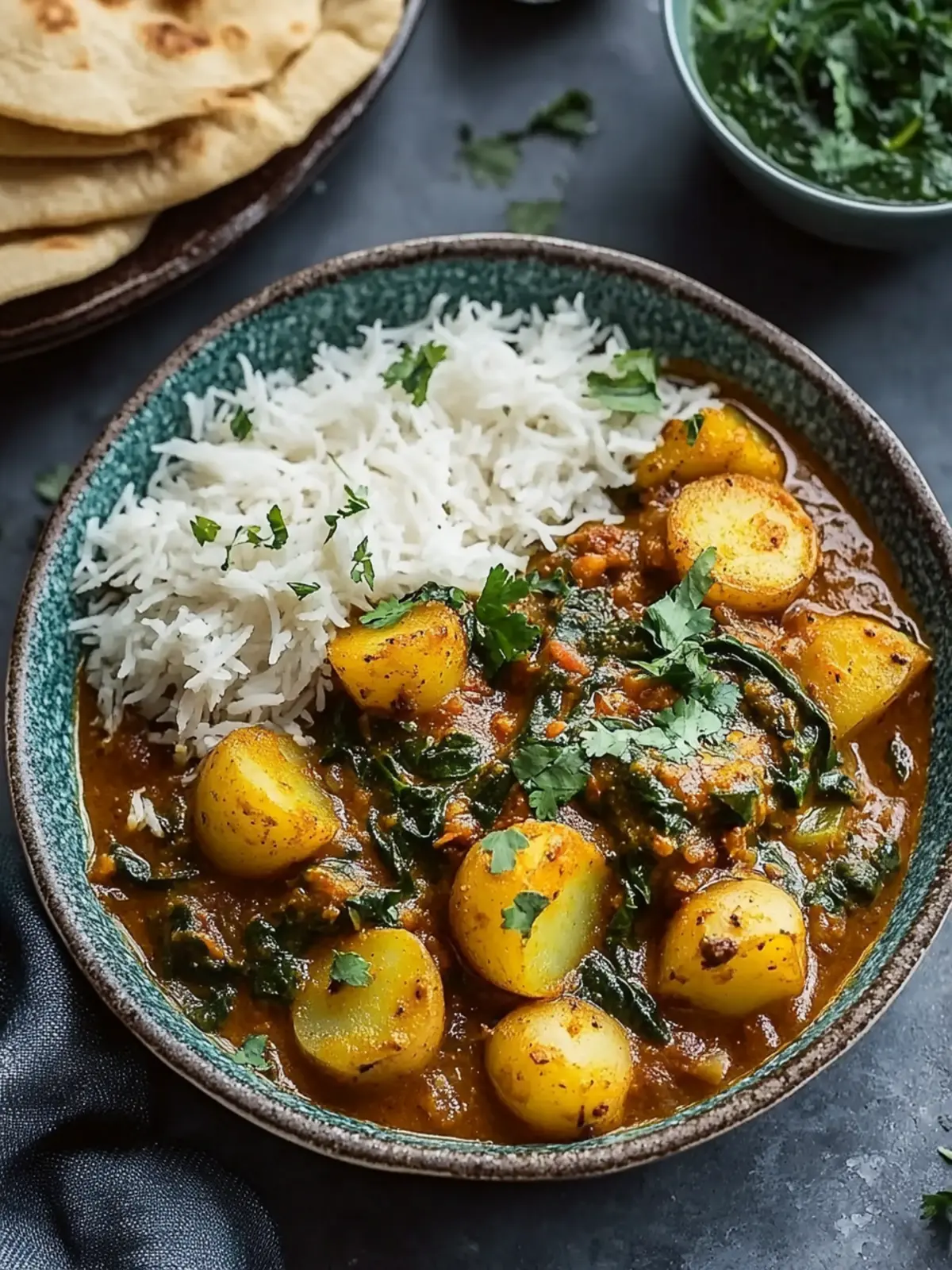 Saag Aloo Potato Curry with Spinach and Spicy Warm Flavors 3 Saag Aloo Potato Curry with Spinach and Warm Spices